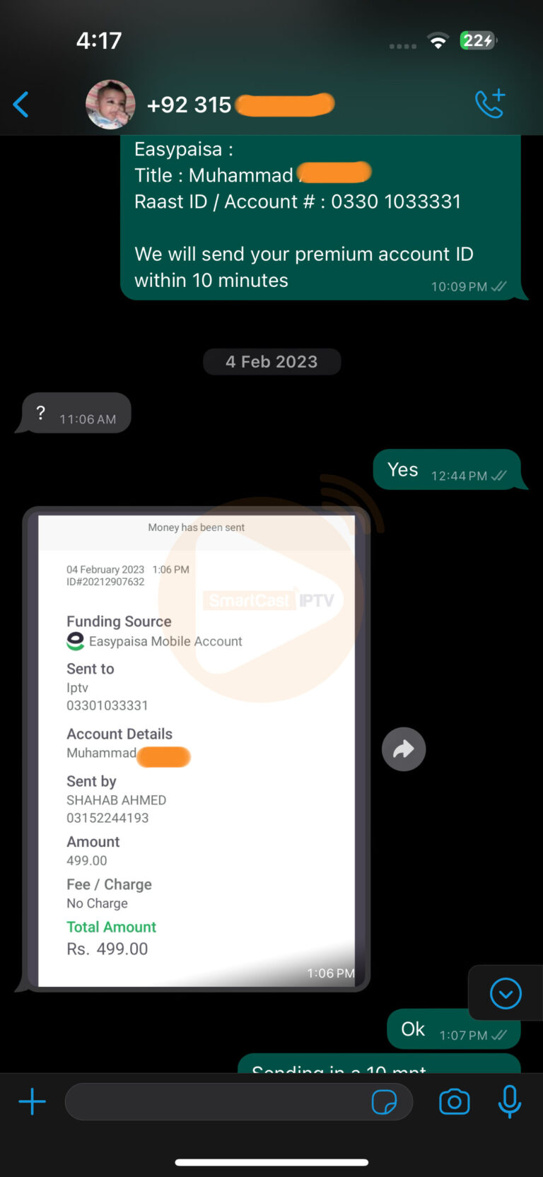 SmartCast IPTV happy customer Pakistan